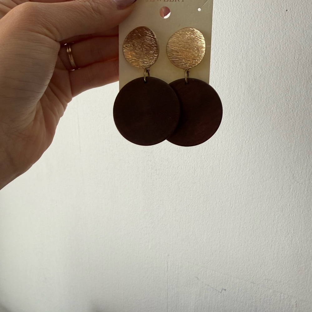 Gold and Brown Statement Earrings